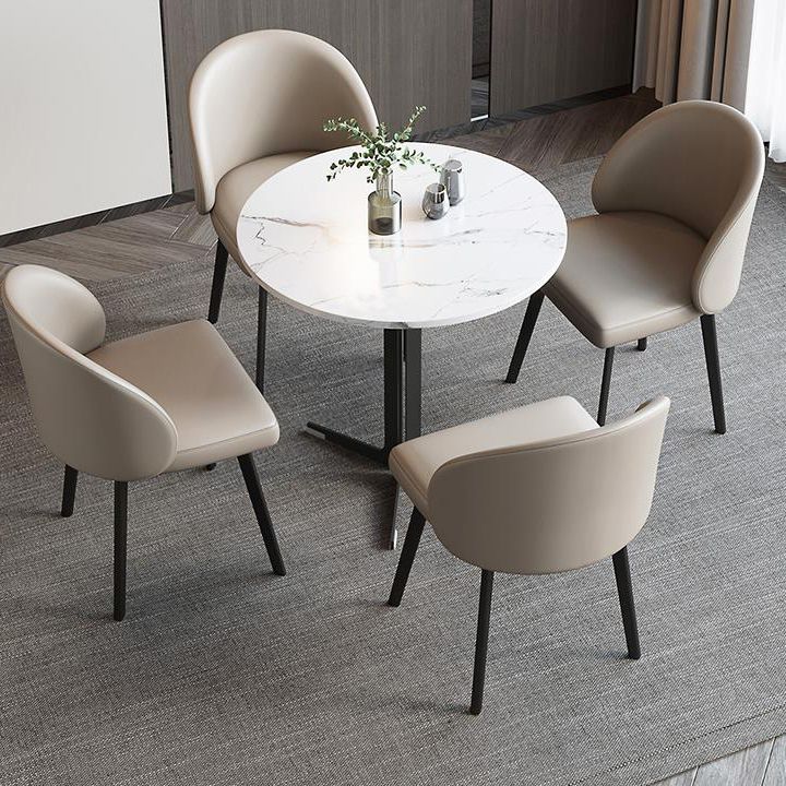 Modern Armless Dining Chairs Black Solid Wood and Metal Frame Side Chair