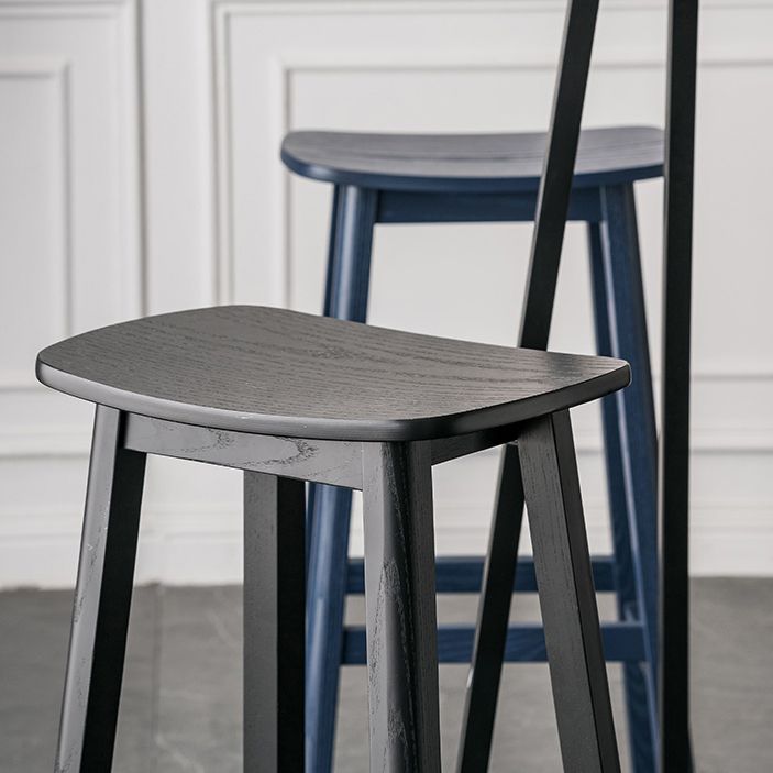 Solid Wood Barstool Contemporary Style Saddle Seat Armless Stool