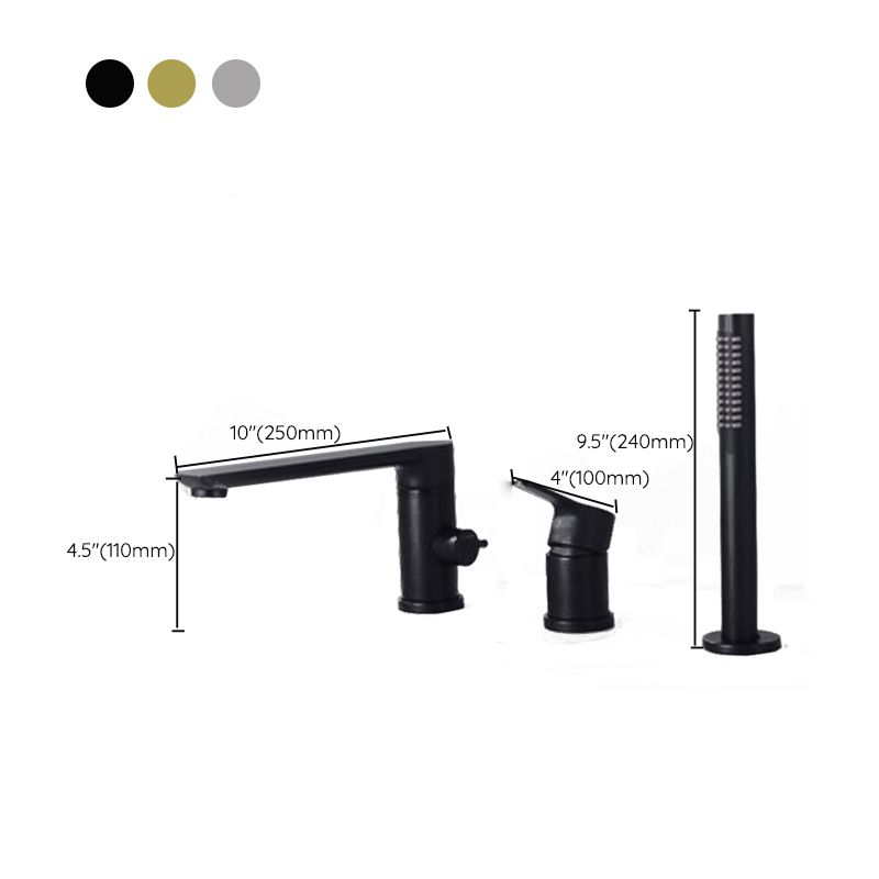 Deck Mounted Copper Roman Tub Faucet Low Arc Bathroom Tub Faucet Set