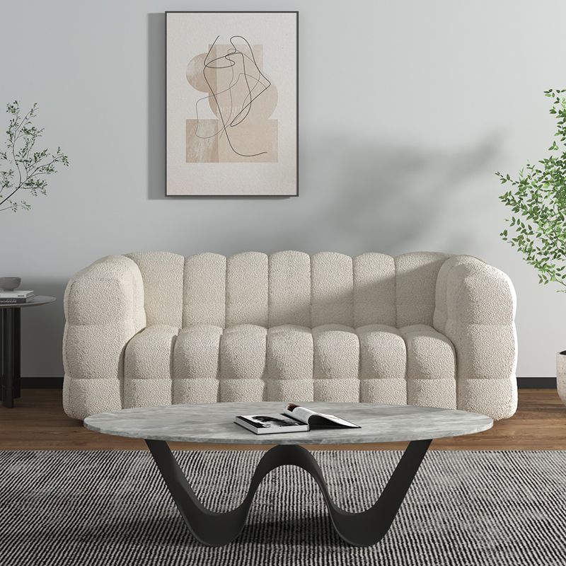 White Biscuit Back Sofa Stain Resistant Modern Tuxedo Arm Sofa