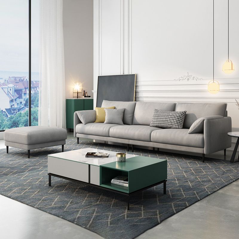 Faux Leather  Cushions Sofa Contemporary Pillow Top Arm Standard Sofa