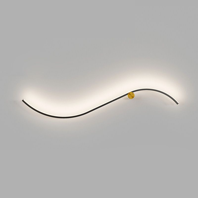 Modern LED Wall Mount Lighting Black Wave Wall Lighting Fixture with Metal Shade