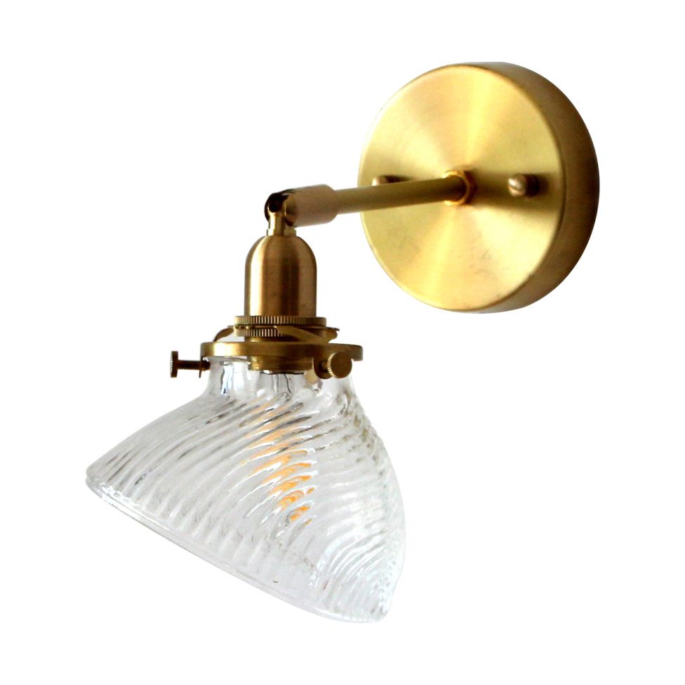 1-Light Cone Shade Industrial Style Glass Wall Lighting Fixtures in Brass