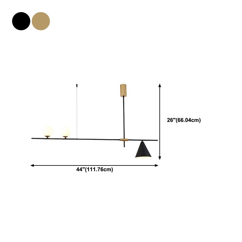 Metal Modern Ceiling Light Geometric Shape Island Light with Glass Shade for Living Room