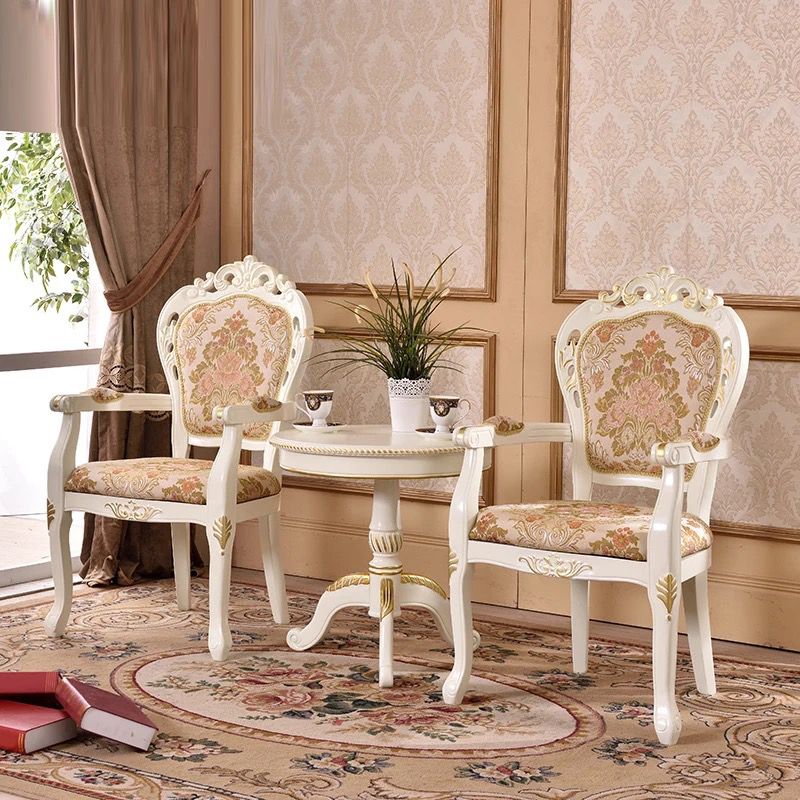 Silla lateral de balcón tapizada victoriana King Louis Back Silla de comedor con acabado mate (juego de 2)