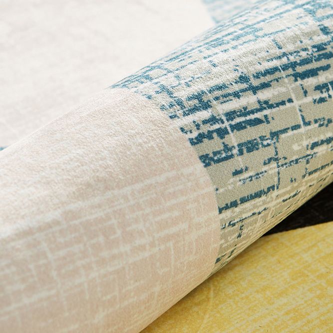 Blue Tone Modern Indoor Rug Polyester Leaves Print Carpet Easy Care Rug for Home Decoration