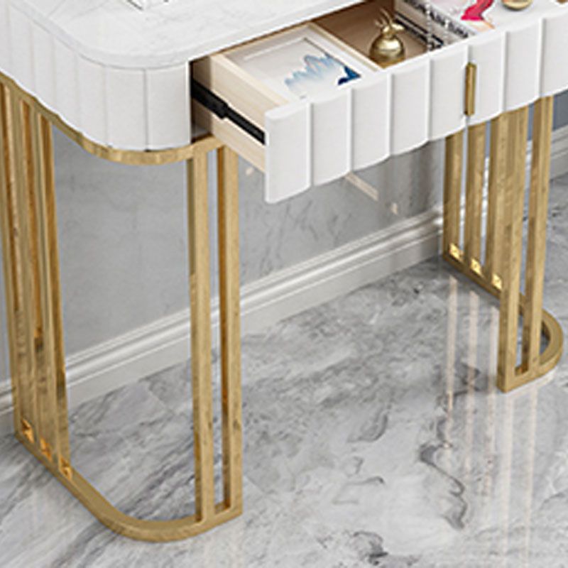 Glam Marble Console Table 14" W Half Moon Console Accent Table for Hall