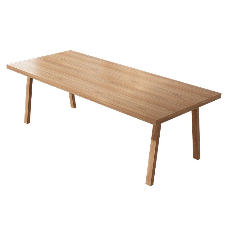 Rectangle Pine Solid Wood Table Modern Dining Table with 4 Legs, in Nature