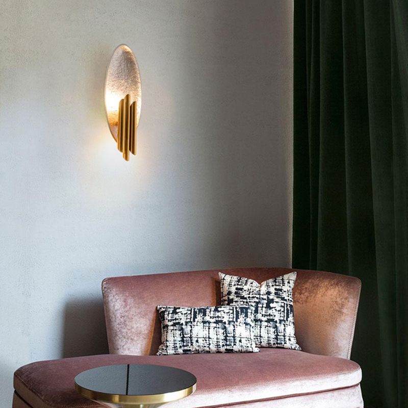 Lampada a parete ovale oro ovale in moderna lampada da parete in ferro elettroplate in stile di lusso per camera da letto