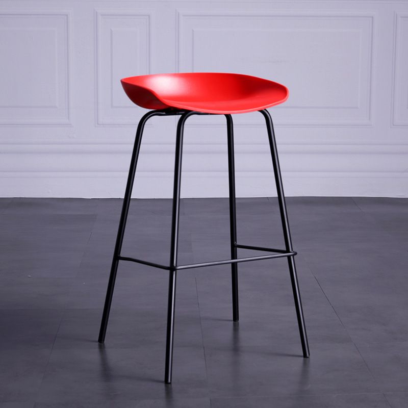 Contemporary Armless Low Backrest Counter Stool Iron Bar Stool with Footrest