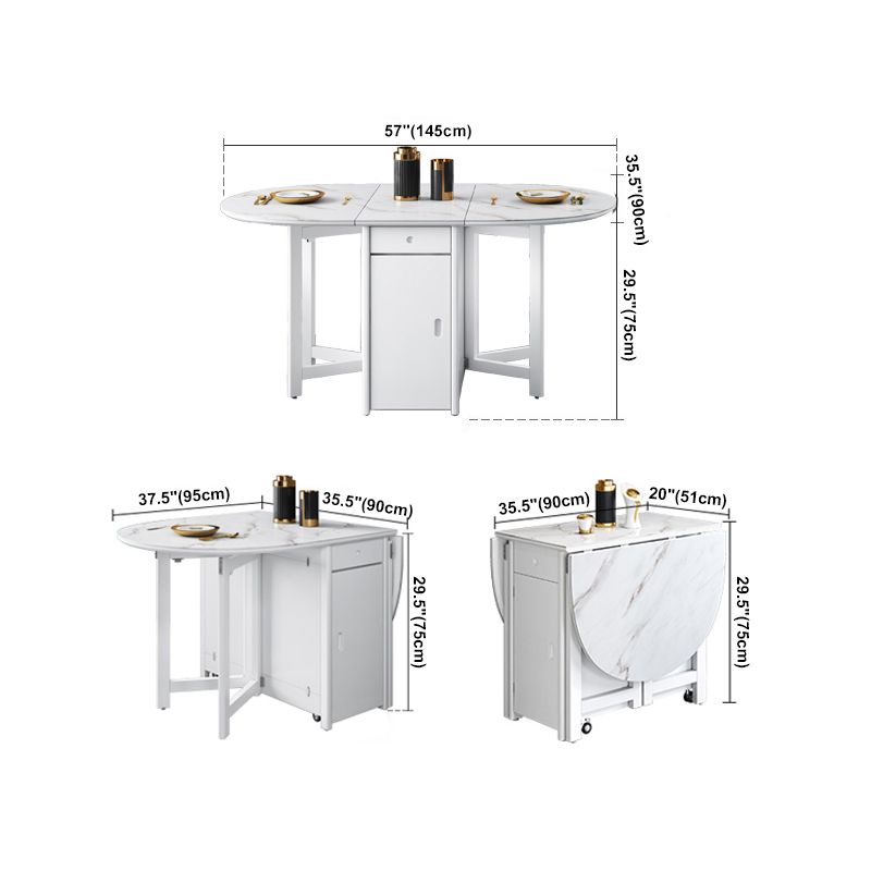Contemporary Oval Dining Table White Dining Table with 4 Legs