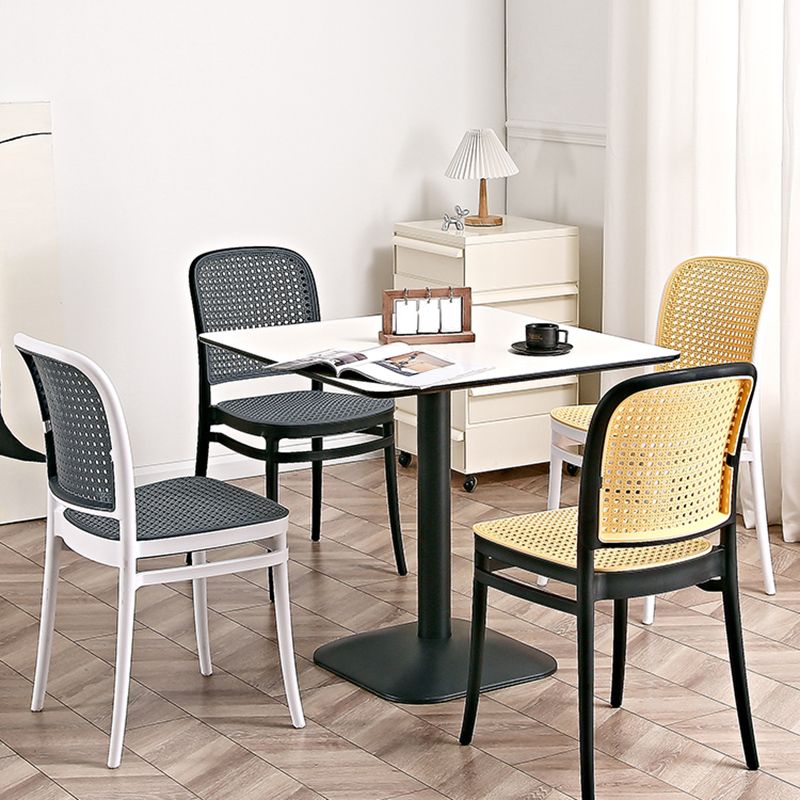 Contemporary Style Armless Chair Plastic Open Back Side Chair for Restaurant Bedroom
