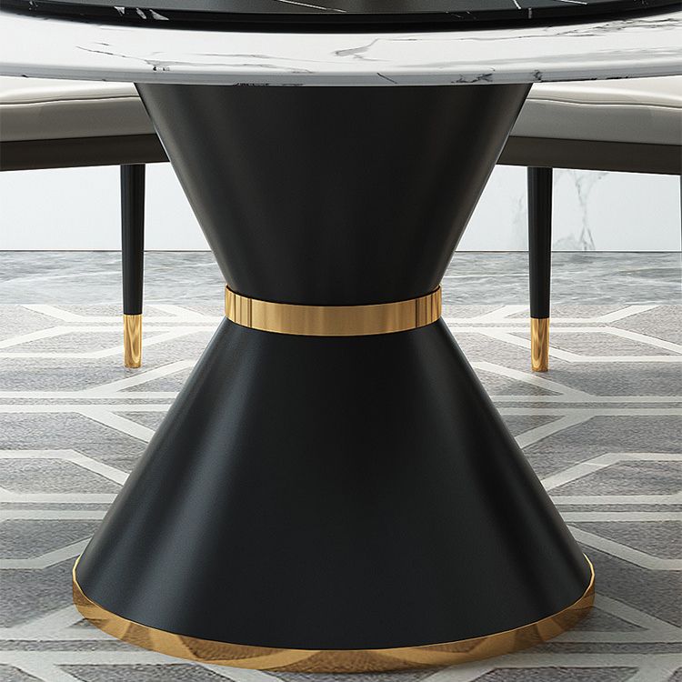 Mesa de comedor de lujo tradicional, mesa rectangular de piedra sinterizada con base de pedestal