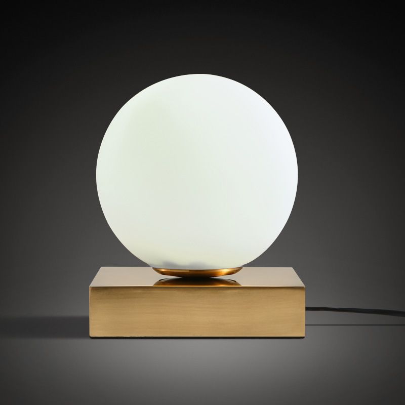 Modernisme ronde bal tafellamp wit glas