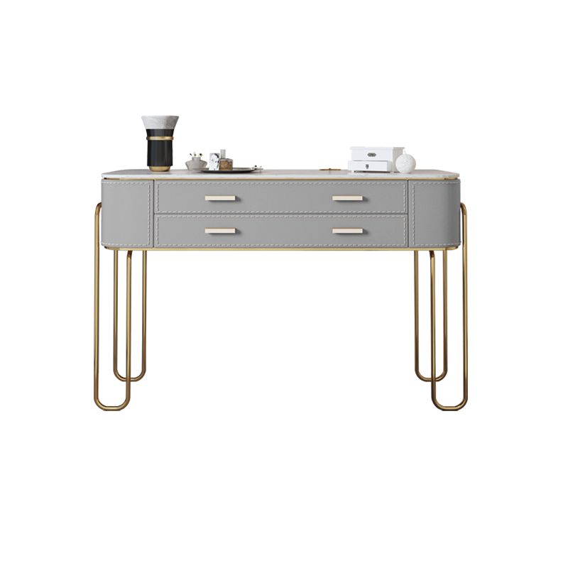 Mirror & 2 Drawers Light Grey Makeup Vanity Dressing Table Stool Set