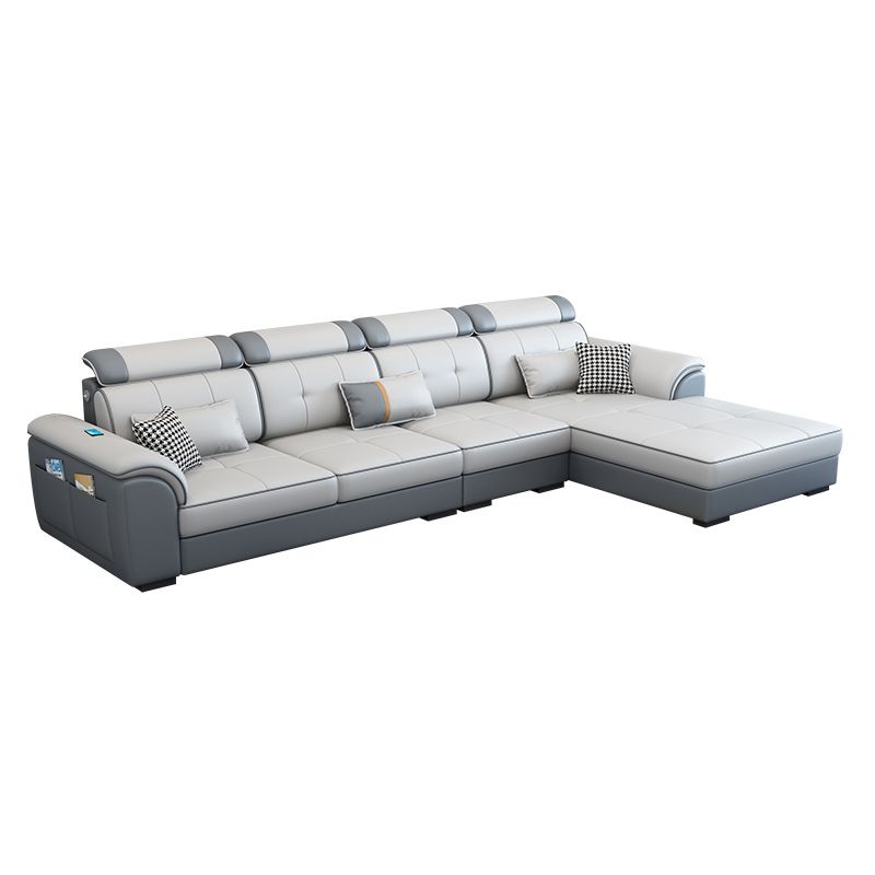 Pillowed Back Cushions Cotton Blend /Faux Leather Furniture Sectionals