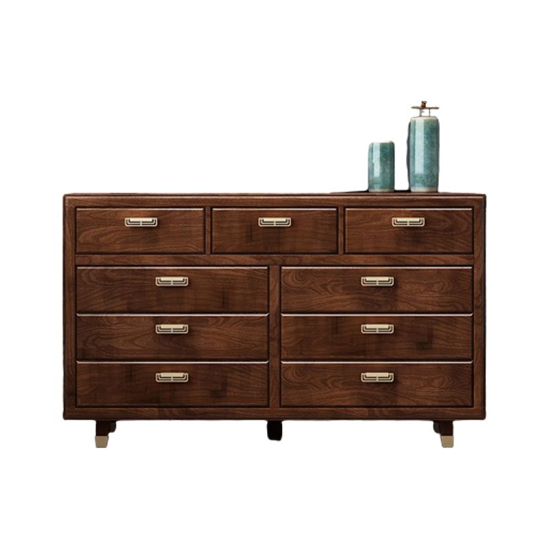 Glam Rubber Wood Storage Chest Bedroom Brown Chest with Drawers