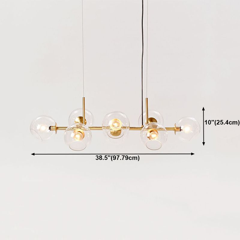 Contemporary Style Spherical Island Lights Clear Glass 8-Light Island Pendant Lights
