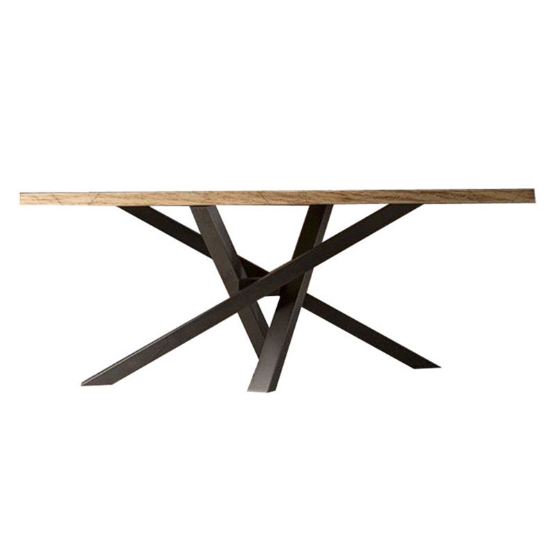 Mesa de comedor de madera maciza de pino, Pedestal único, Base metálica, mesa rectangular para el hogar