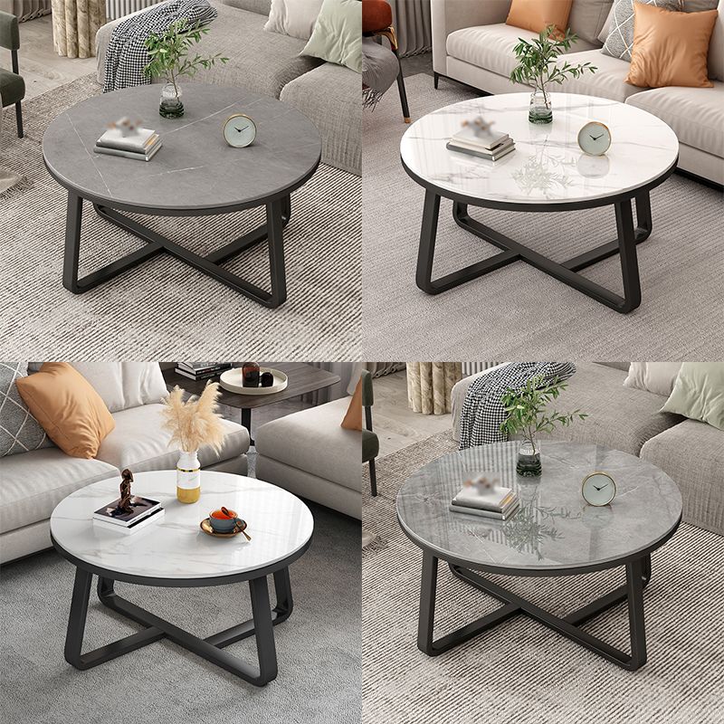 Slate and Metal Single Coffee Table Round Frame 1 Coffee Table