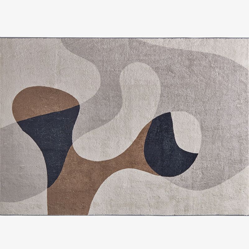 Beige abstract curve tapijt polyester modern tapijt waswastisch tapijt voor woonkamer
