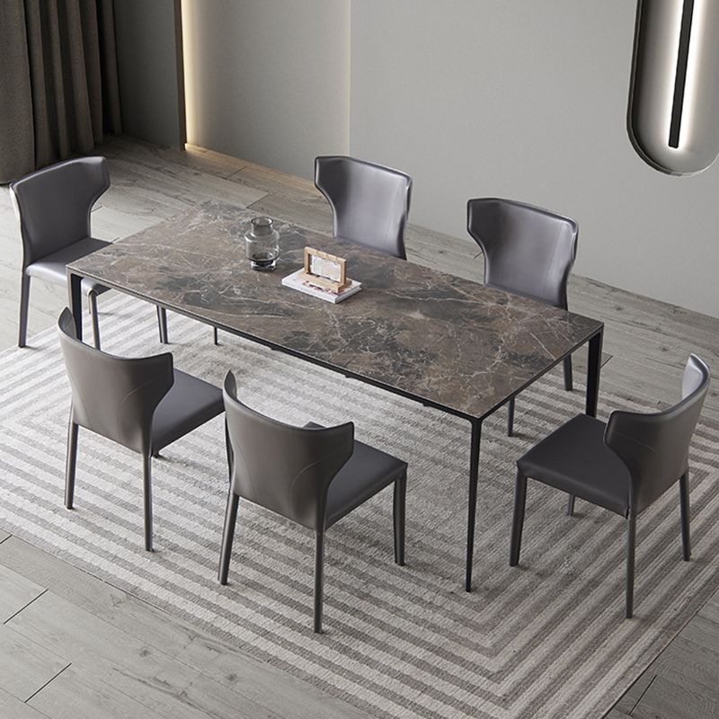 Mid-Century Dining Room Table Rectangle Stone Dinette Table for Home