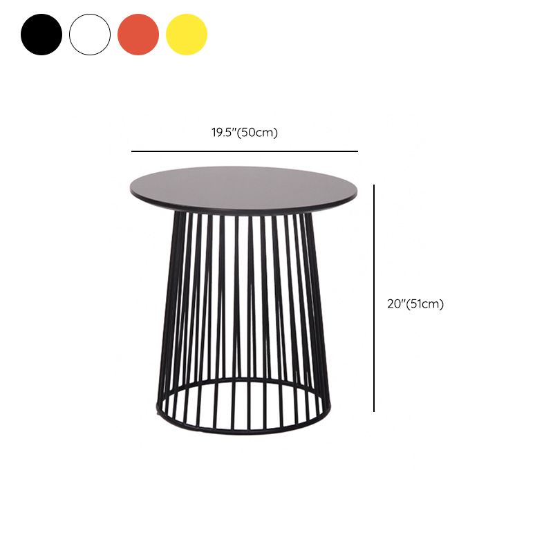 Metal Round Frame Side Table Contemporary Simple Dia 19.7" End Table