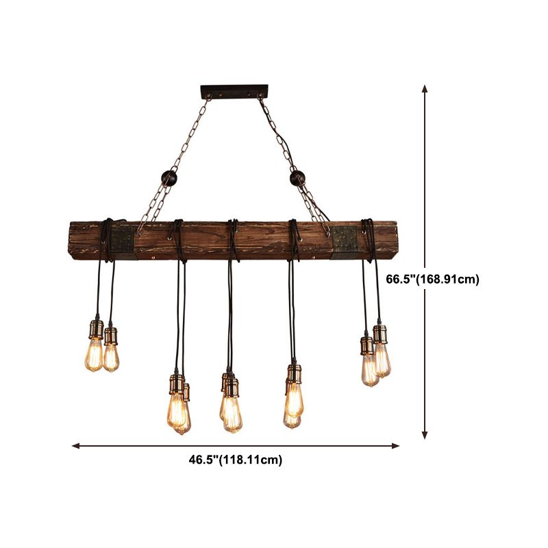 Industrial Bulb Pendant Island Lighting Wood Multiple-Light Island Pendant Lights