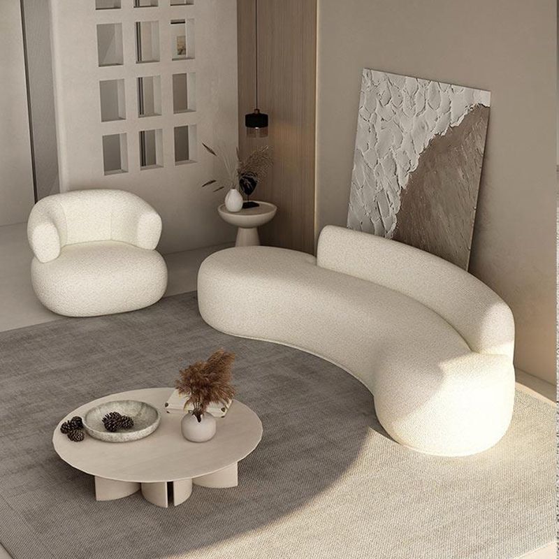Contemporary Tight Back Curved Sofa Fabric Armless Settee for Living Room