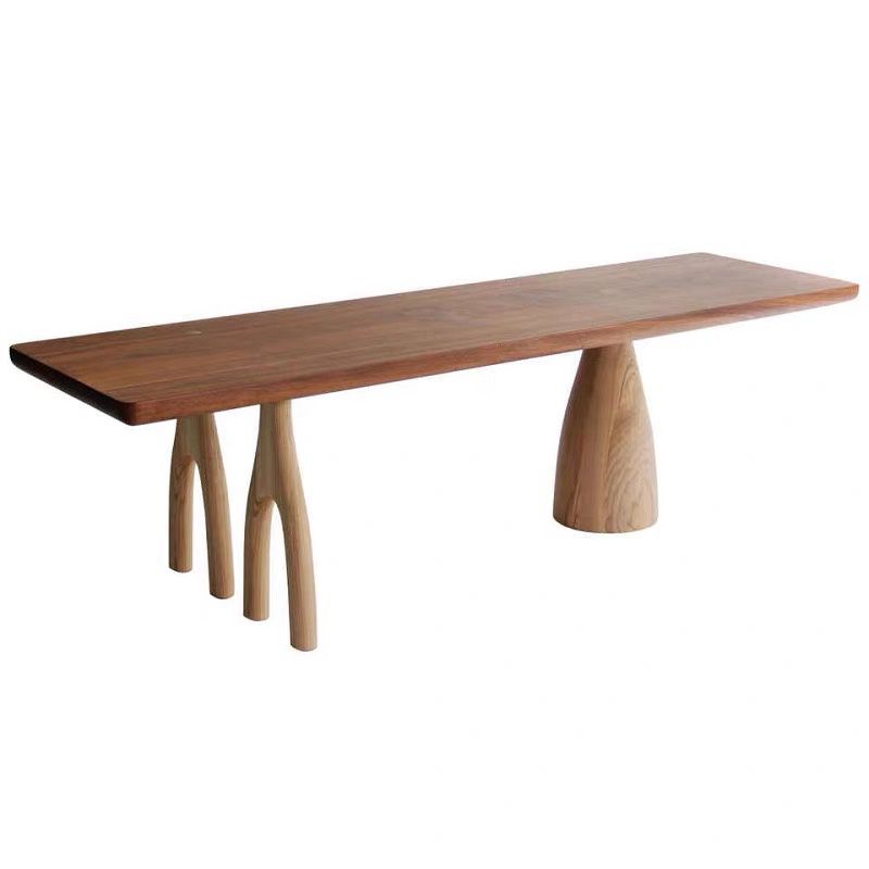 Pine Solid Wood Rectangle Table Modern Dining Table with 3 Legs for Restaurant