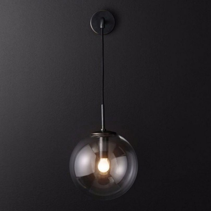 Globe Wall Mounted Lamps Vintage Simplicity Clear Glass Wall Sconce for Bedroom