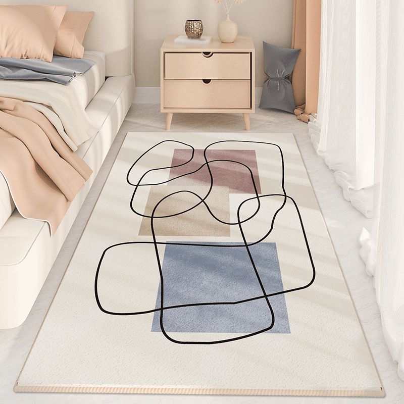 Tapis moderne beige en Polyester, pièce de couleur, résistant aux taches, pour l'intérieur, pour la décoration de la maison