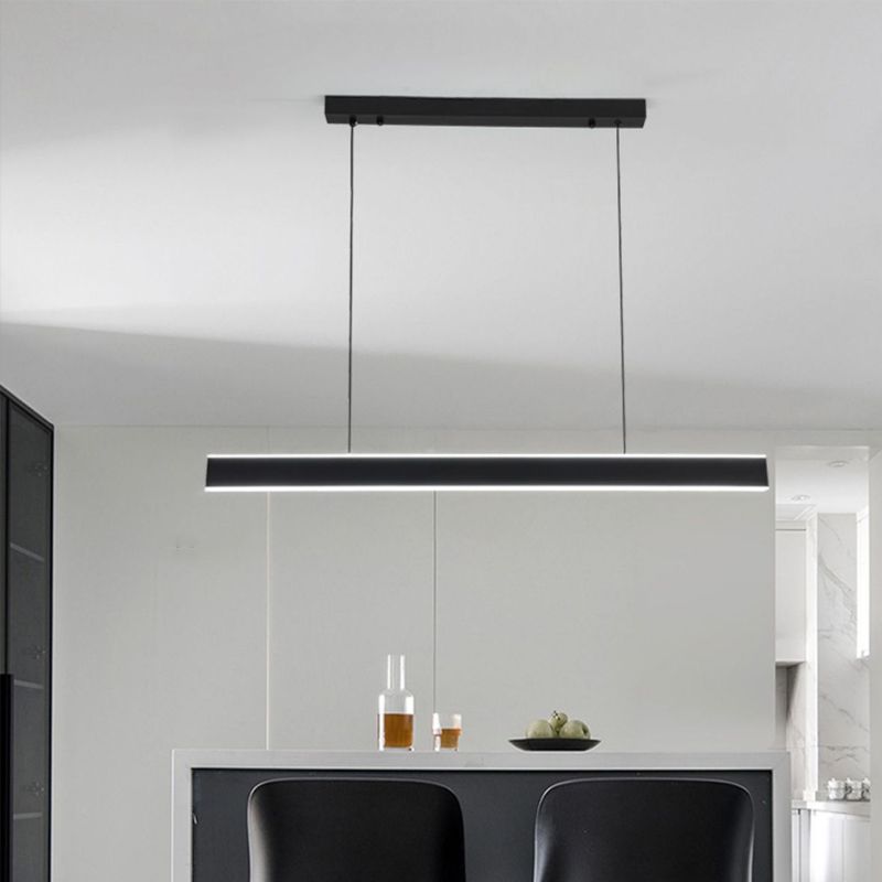 Linear Black Pendant Lighting Modern Metal Island Lighting for Dining Room