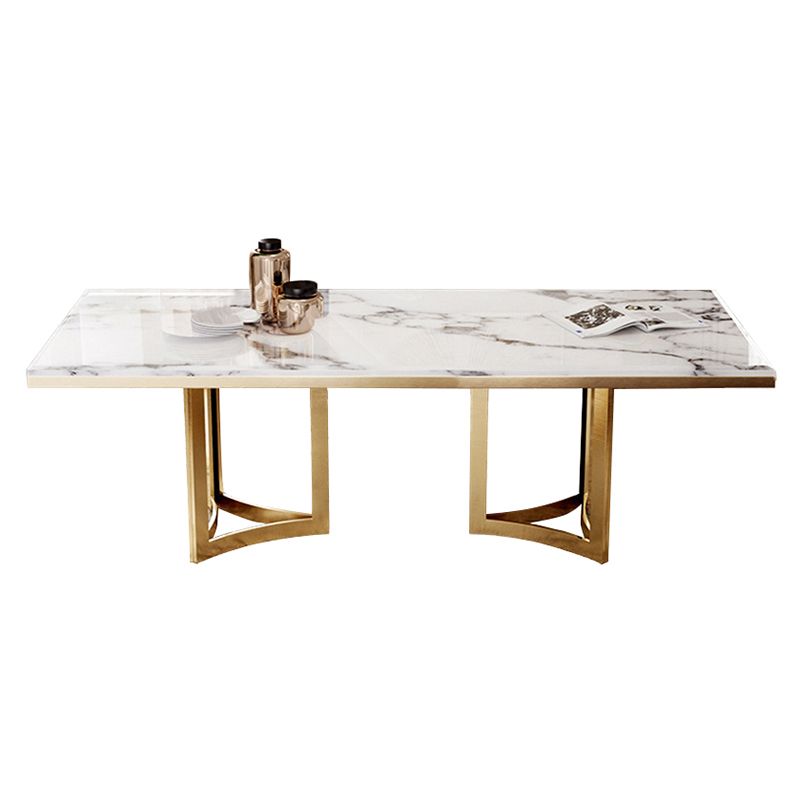 Metal Traditional Luxury Rectangle Table Sintered Stone Top Table for Dining Room