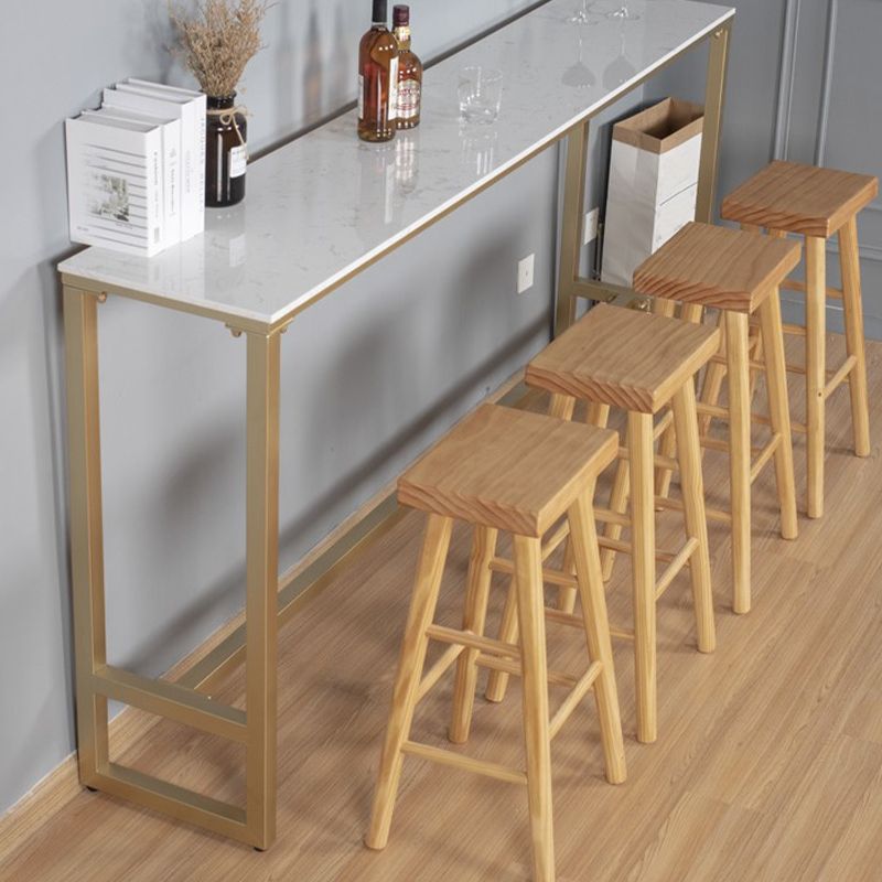 Indoor Rectangle Backless Bar Stool Pine Solid Wood Bar Stool in Natural