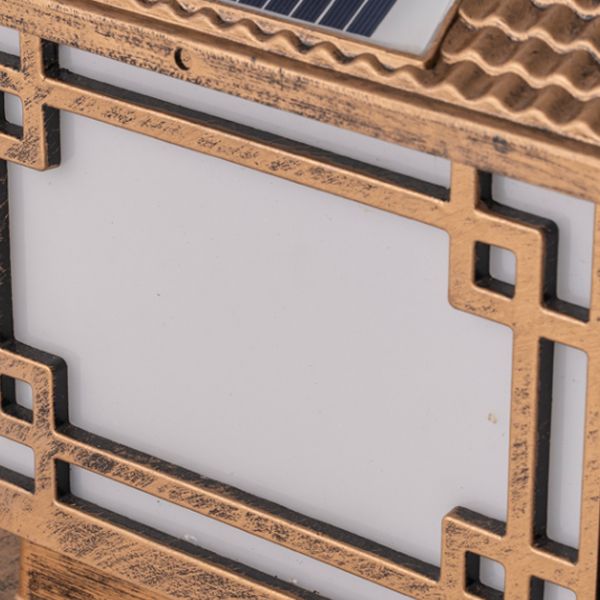 Contemporary Pillar Light Metallic LED Solar Lighting Fixture for Garden