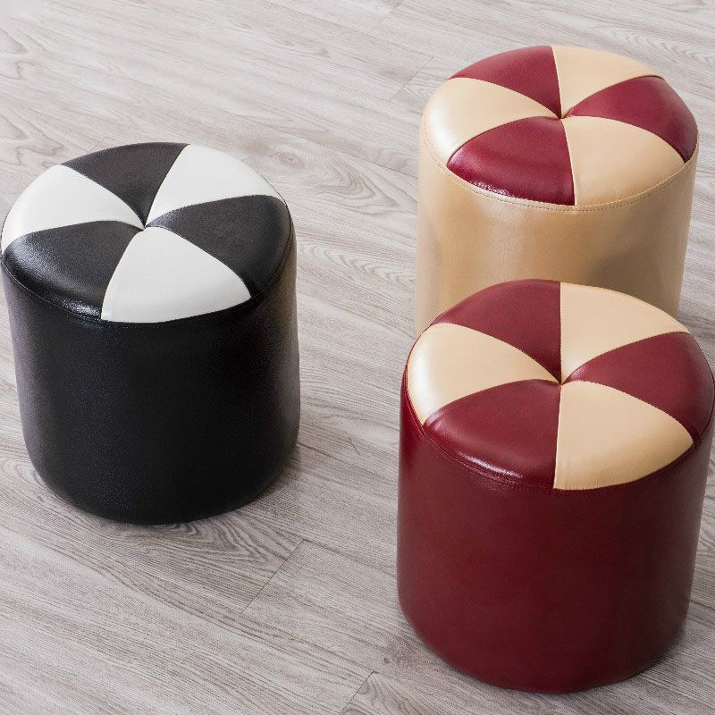 Genuine Leather Standard Stool Modern Style Simple Round Stool