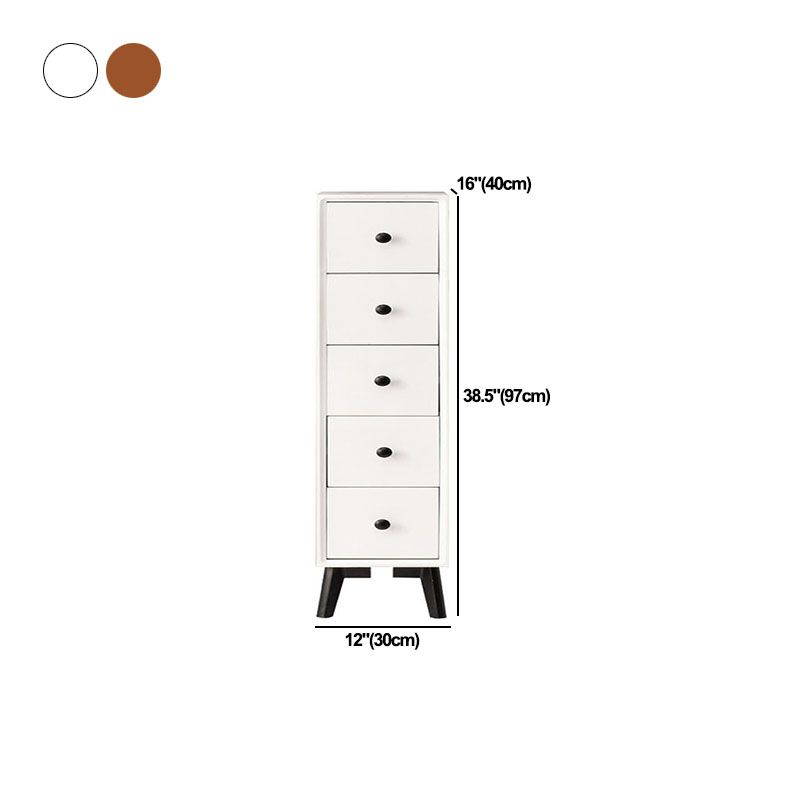 Modern Wooden Lingerie Chest Bedside Vertical Storage Chest in White and Brown