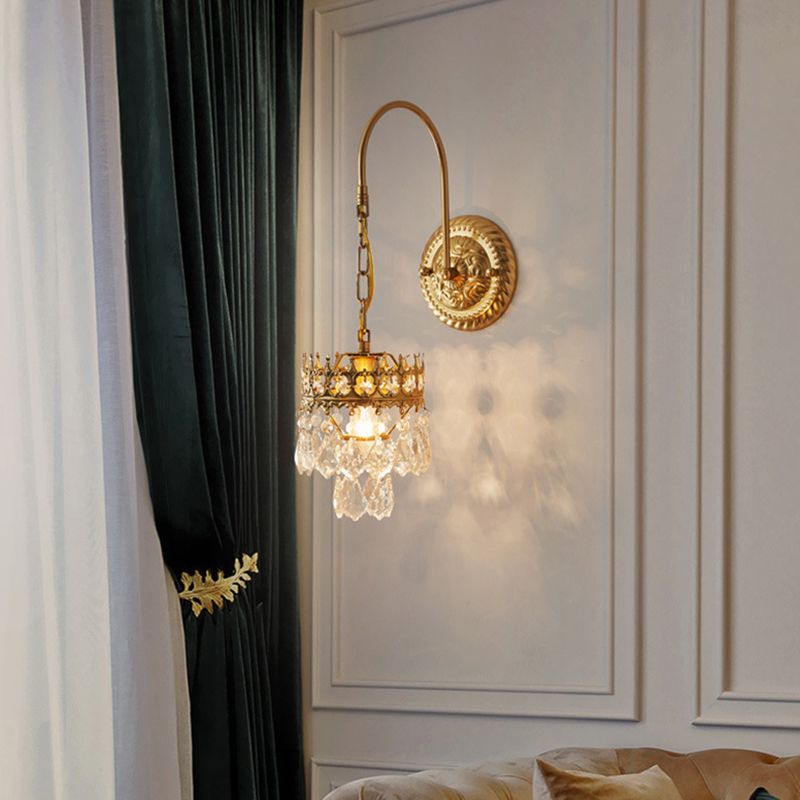 Crystal Unique Shape Sconce Light Modern-Style 1 Light Wall Light Fixtures