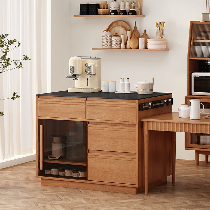 Modern Pine Wood Rectangle Kitchen Island Table for Dining Room