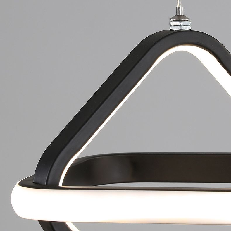Pendre géométrique à LED noir dans la simplicité moderne Iron Lampe suspendue en fer à 2 légers avec nuance acrylique