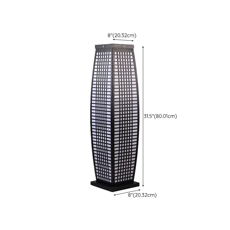 Black Metal Pillar Lamp Waterproof Outdoor Light for Courtyard