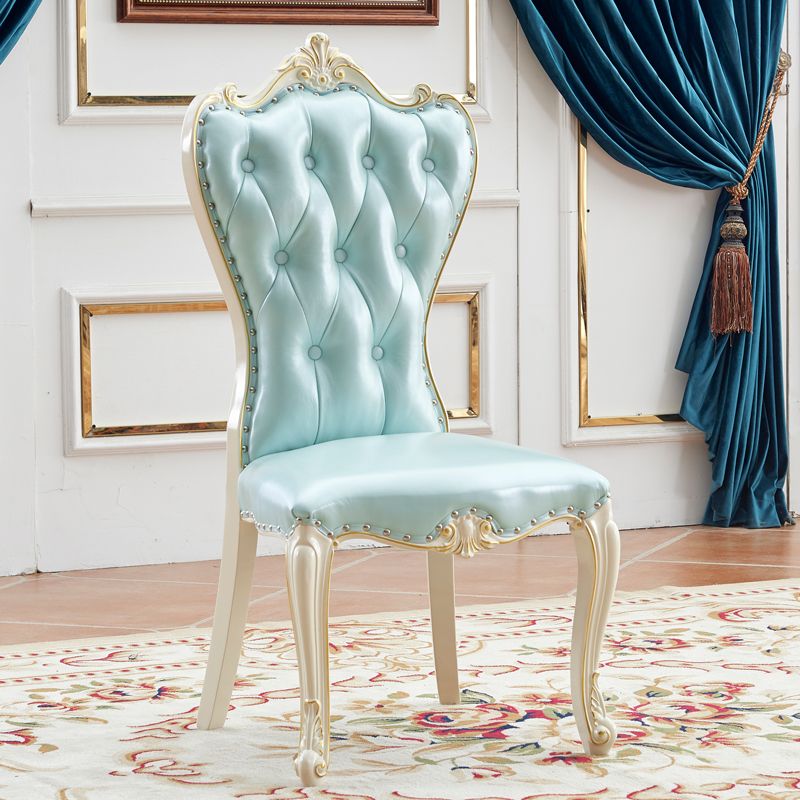 Chaise d'appoint en cuir de bouleau de style européen, chaise de salle à manger Parsons de couleur claire