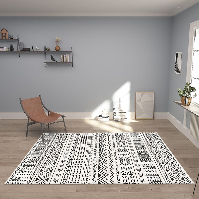 Beige Moroccan Rug Polypropylene Stripe Pattern Indoor Rug Anti-Slip Backing Stain-Resistant Washable Rug for Room