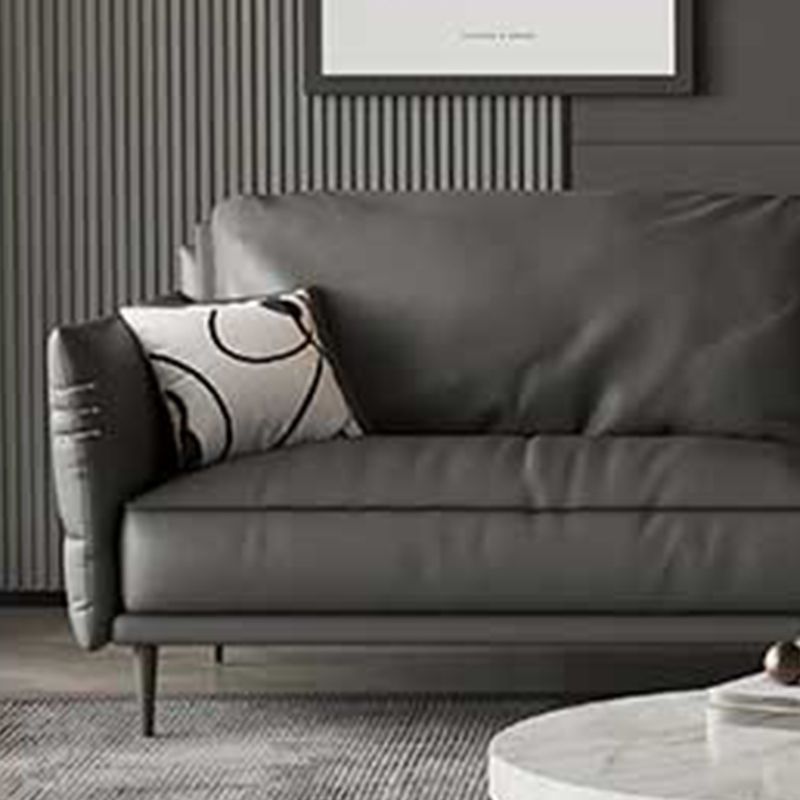 Leather Contemporary Square Arm Stain Resistant Settee Bench with Pillows