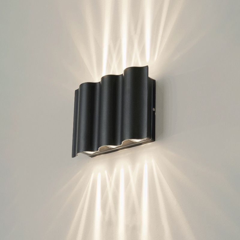 Black Rectangular Outdoor LED Wall Lamp in Modern Creative Style Aluminium Waterproof Wall Sconce