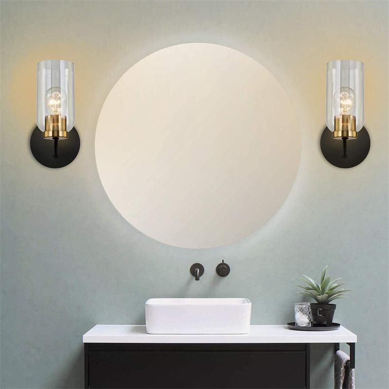 Cylinder Shade 1 / 2 - Light Bathroom Vanity Lighting in Black and Gold Bath Sconce