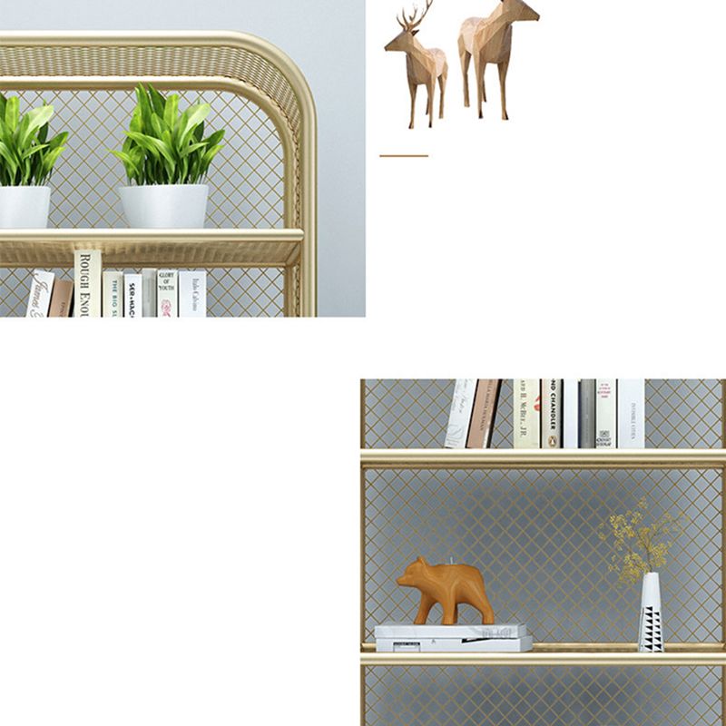 Glam Antique Finish Shelf Bookcase Standard Metal Bookshelf with Shelves