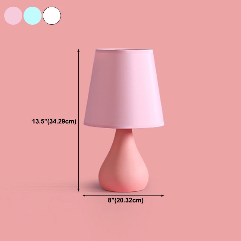 Macaron Cone Shape Table Light Fabric Bedroom Night Table Lamp