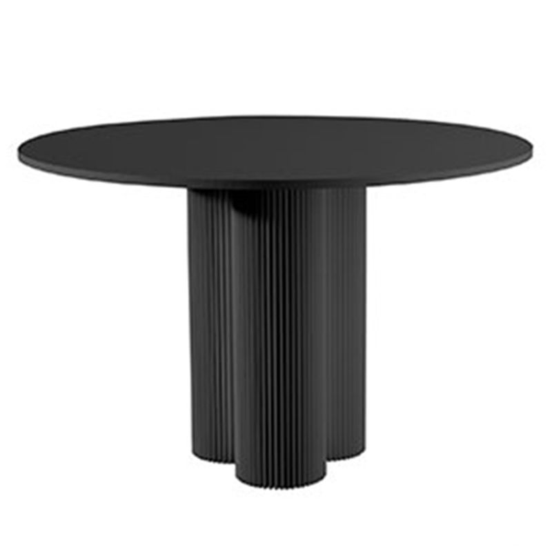 Round Shape Two-Color Dining Table Sintered Stone Table Contemporary with 3 Legs